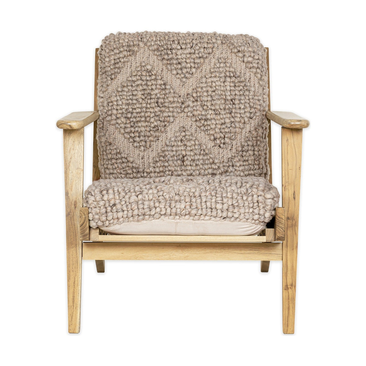 Keya Chunky Weave & Mango Wood Armchair - Natural