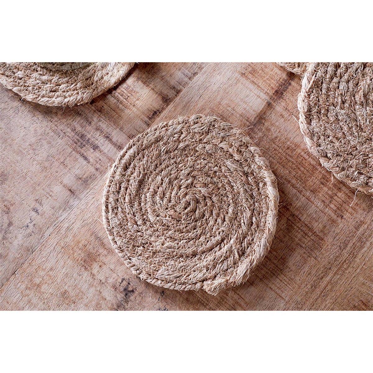Keso Woven Banana Fibre Coasters - Natural - Set of 4