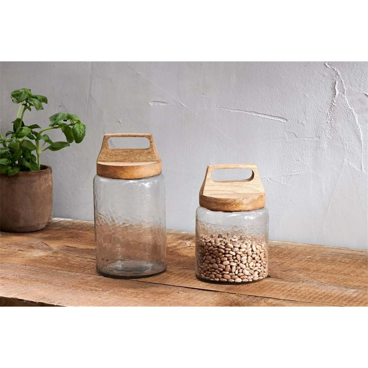Kitto Large Textured Glass Storage Jar - Clear