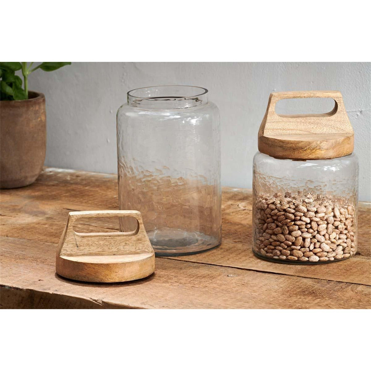 Kitto Large Textured Glass Storage Jar - Clear