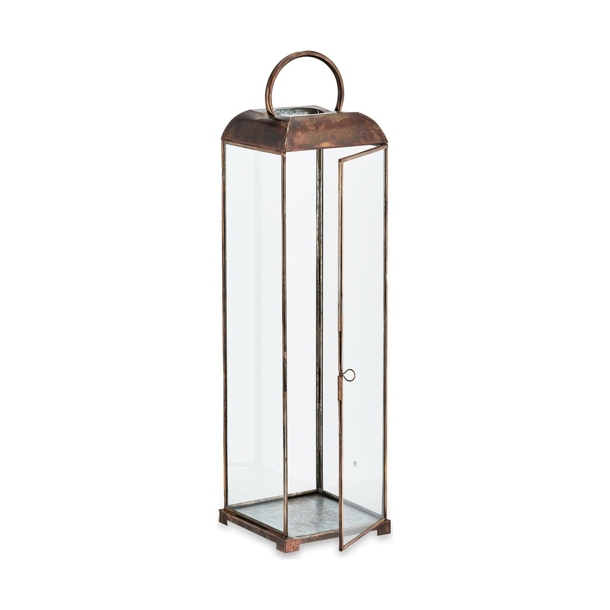 Kaso Large Glass Lantern - Aged Antique Brass