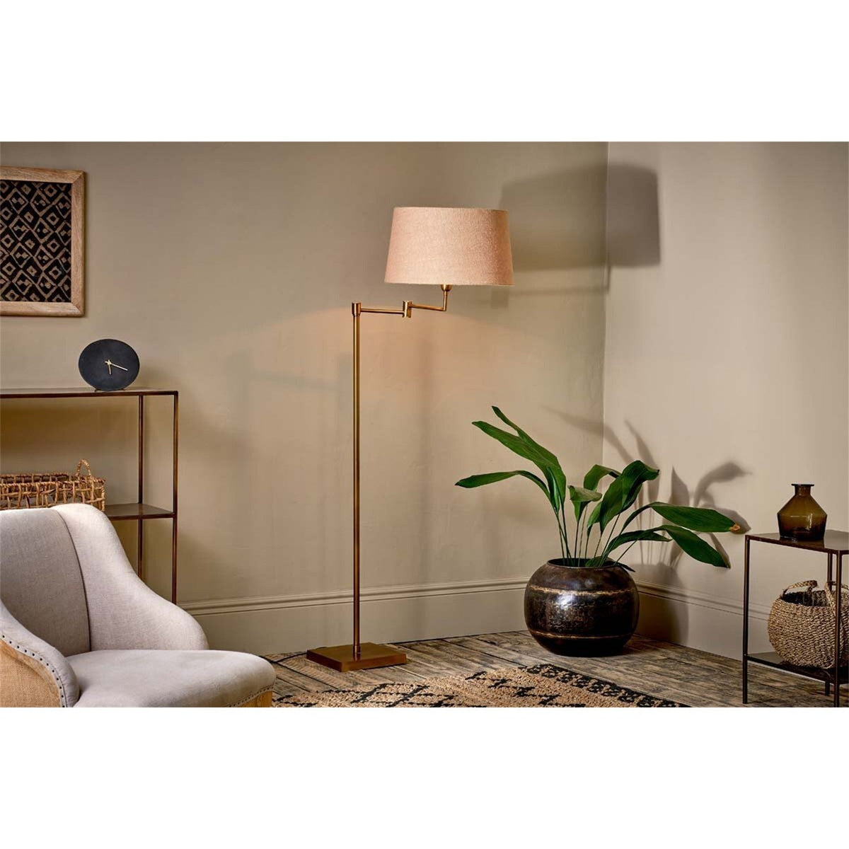 Kara Iron Floor Lamp Base - Brass