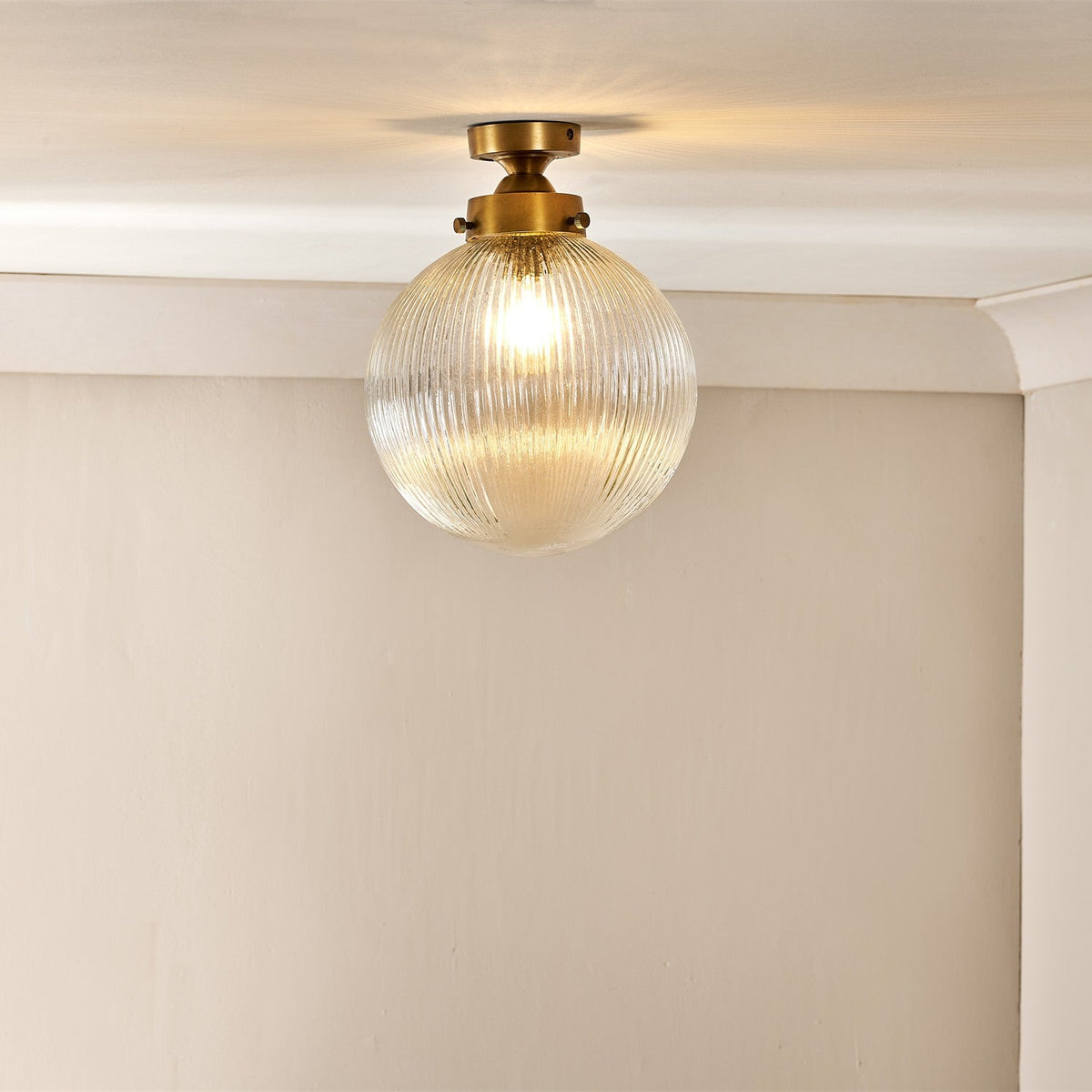 Konnie Ribbed Glass Bathroom Ceiling Light - Clear