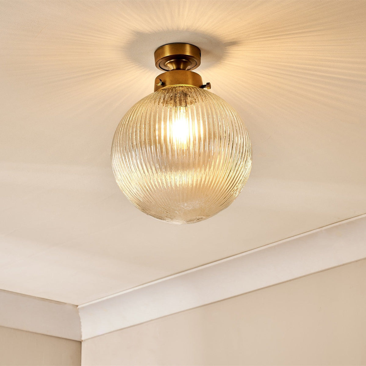 Konnie Ribbed Glass Bathroom Ceiling Light - Clear