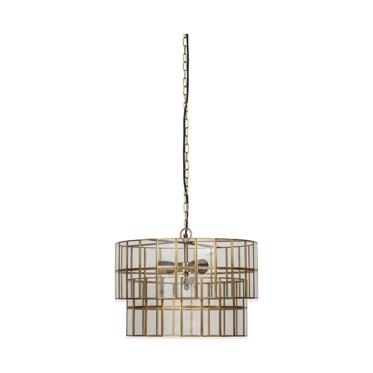 Kirindi 3 Light Glass Chandelier - Clear & Antique Brass