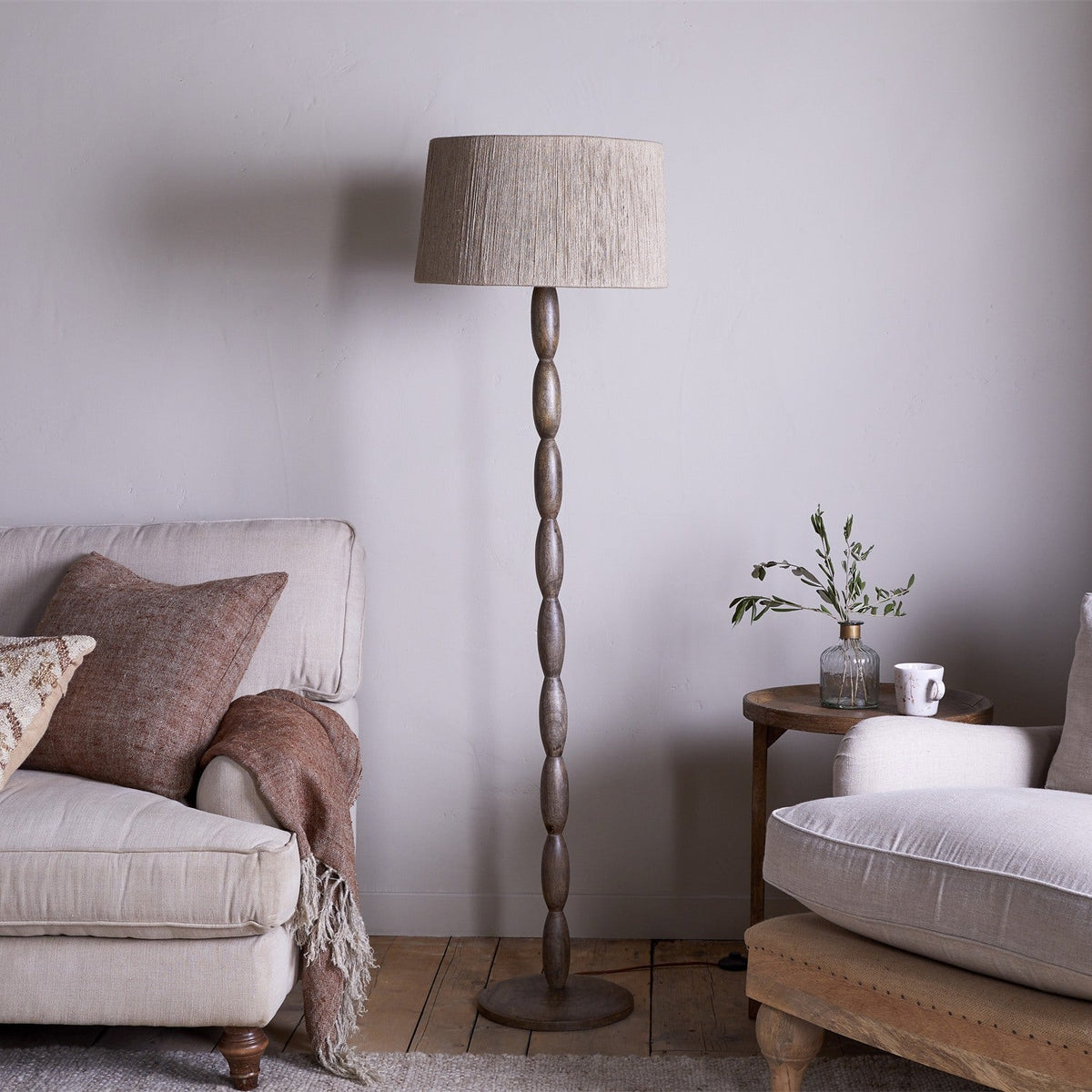 Konali Mango Wood Floor Lamp Base - Ash Stain