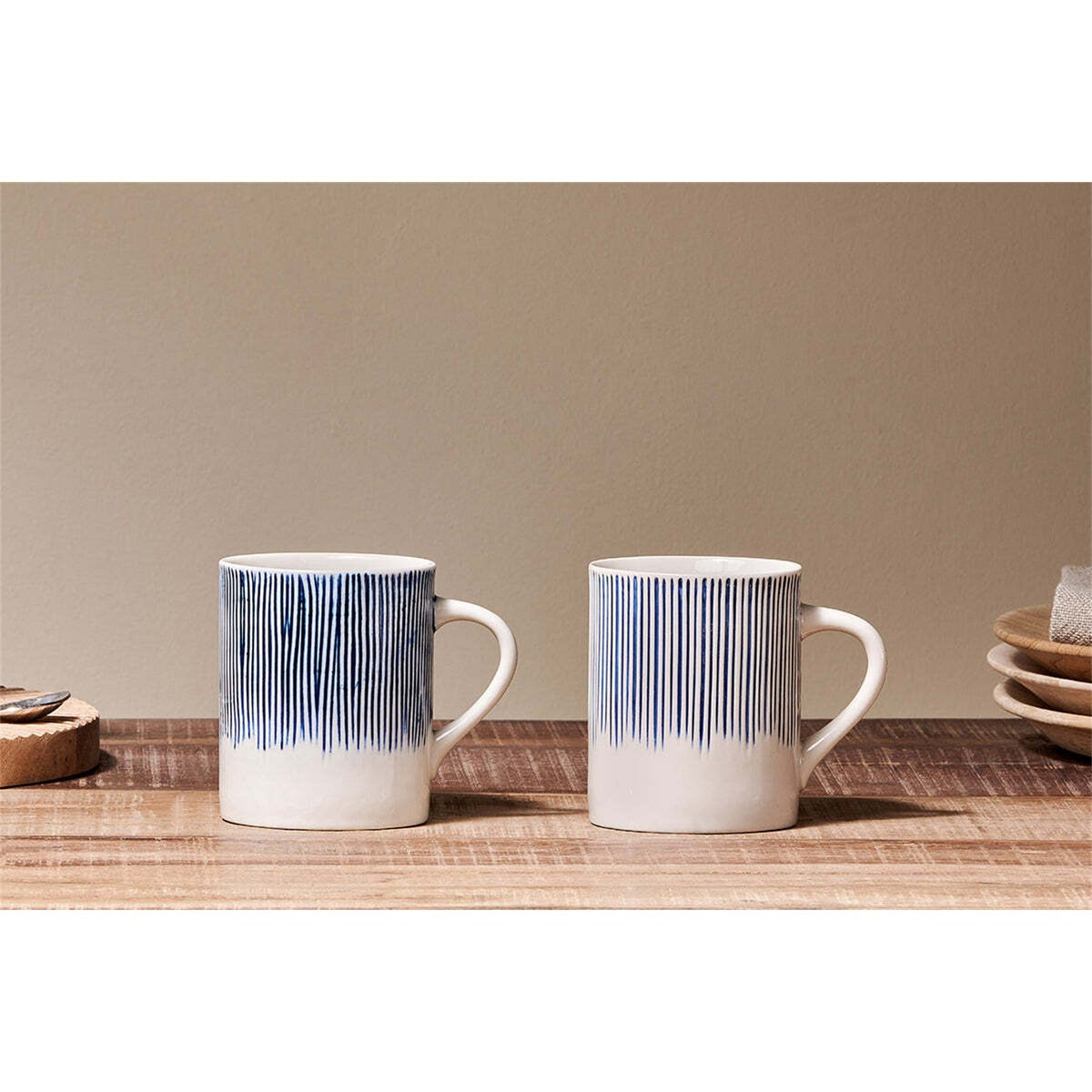 Karuma Large Ceramic Mug - Blue & White - Set of 2