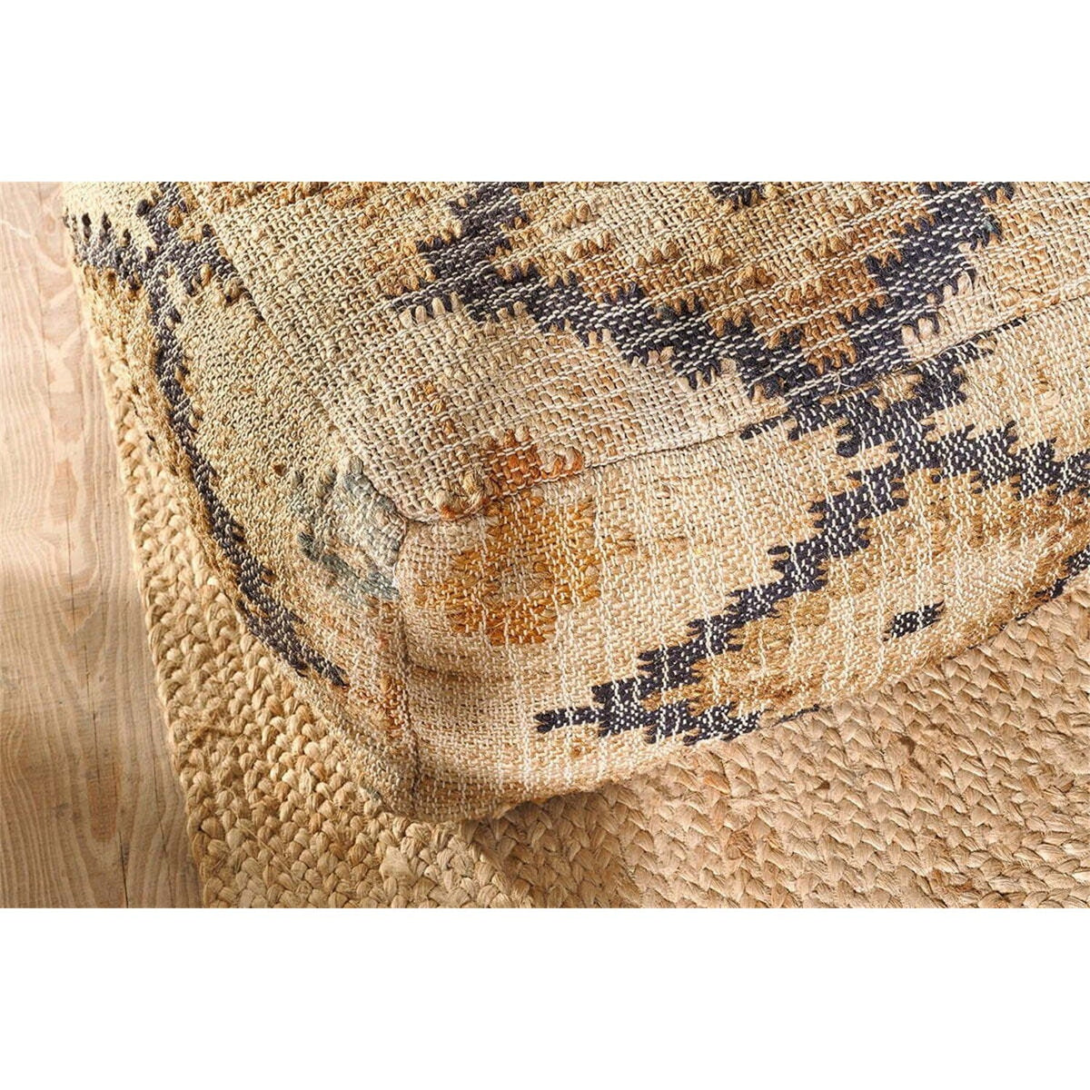 Kesu Hemp Kilim Pouffe - Natural