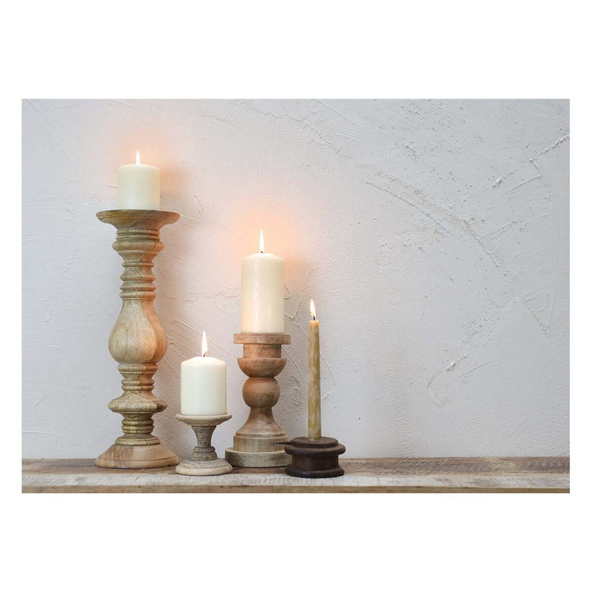 Kibibi Mango Wood Candlestick - Natural