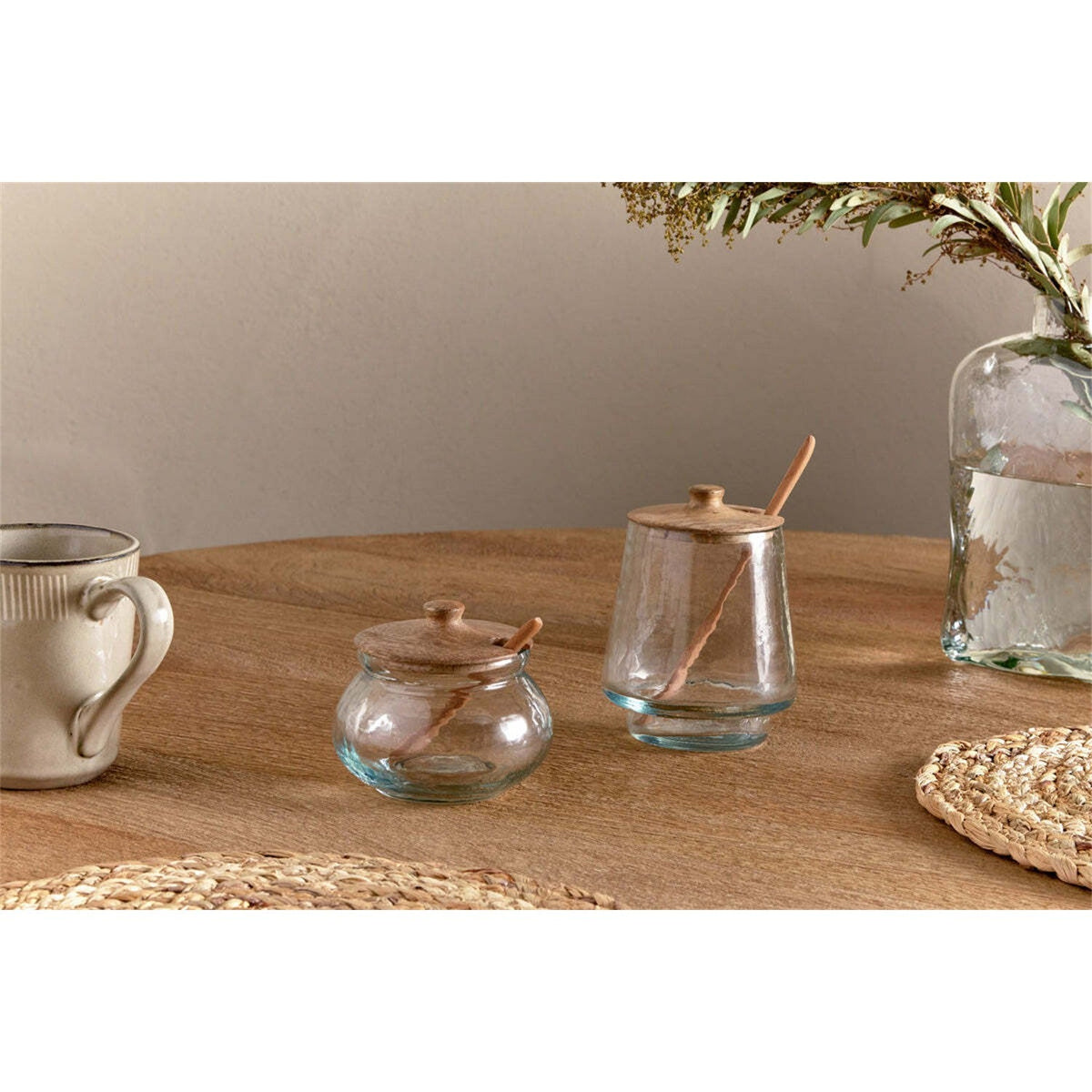 Kali Round Glass Storage Jar - Natural & Clear
