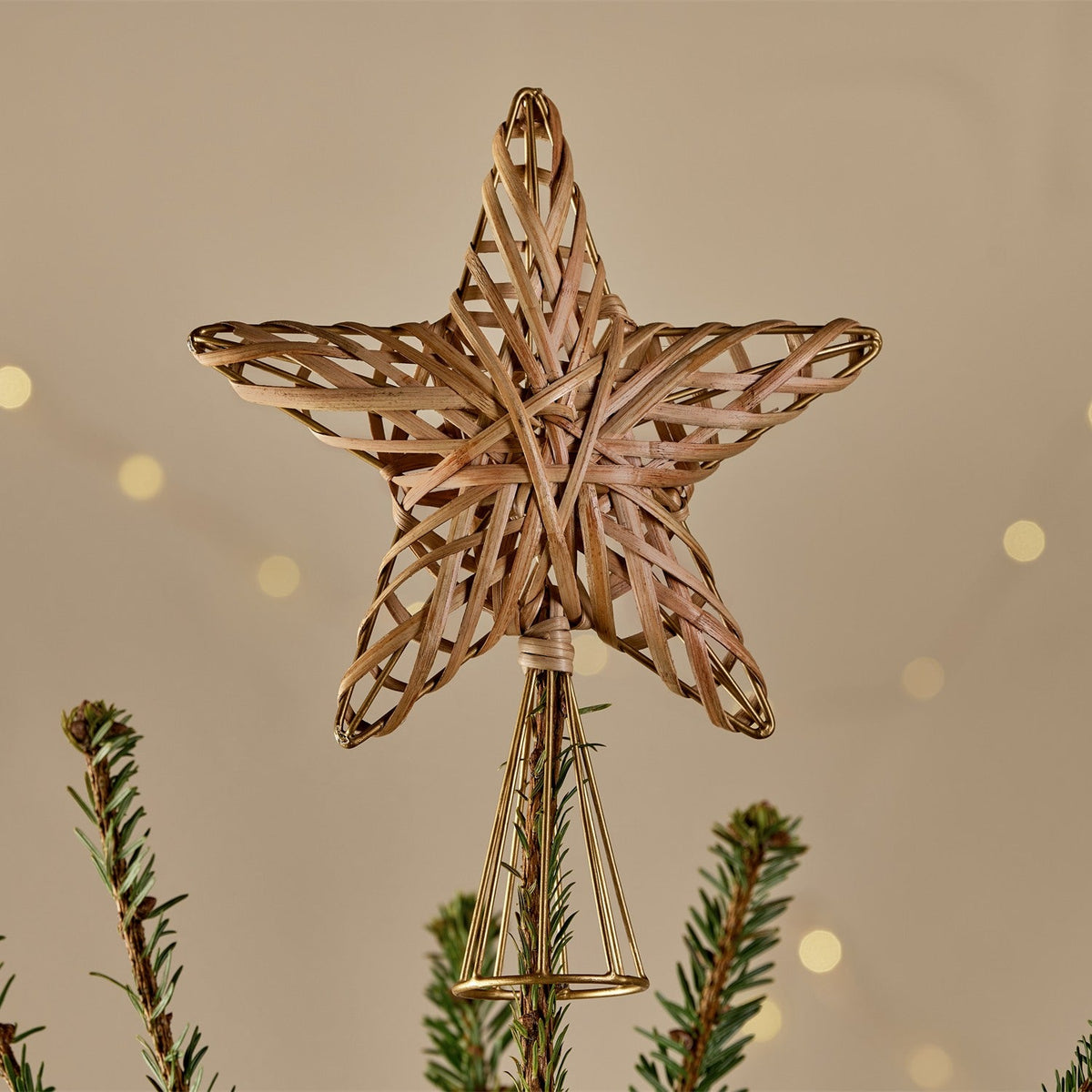 Katana Cane Star Christmas Tree Topper - Natural