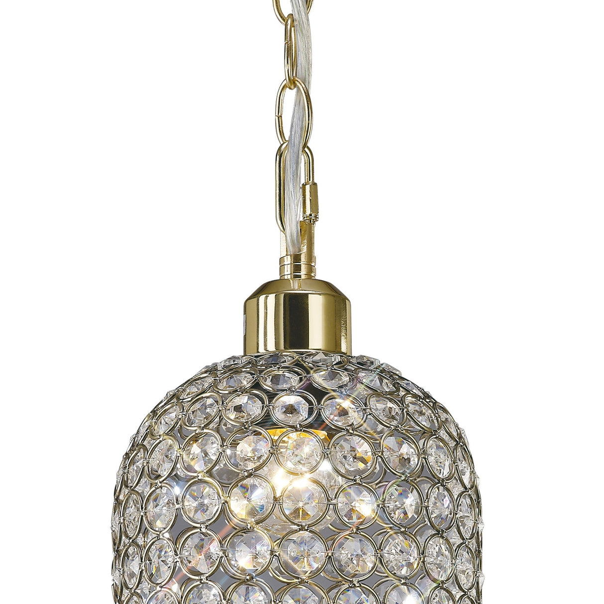 Kudo Crystal Bell Crystal Lampshade - Antique Brass