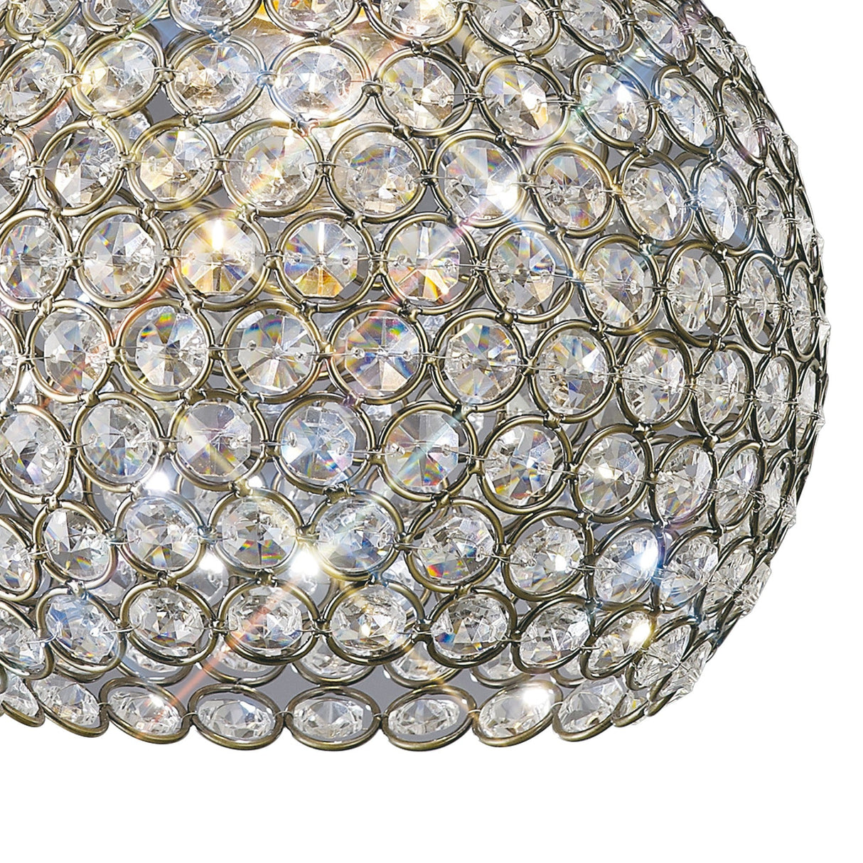 Kudo Crystal Ball Crystal Lampshade - Antique Brass