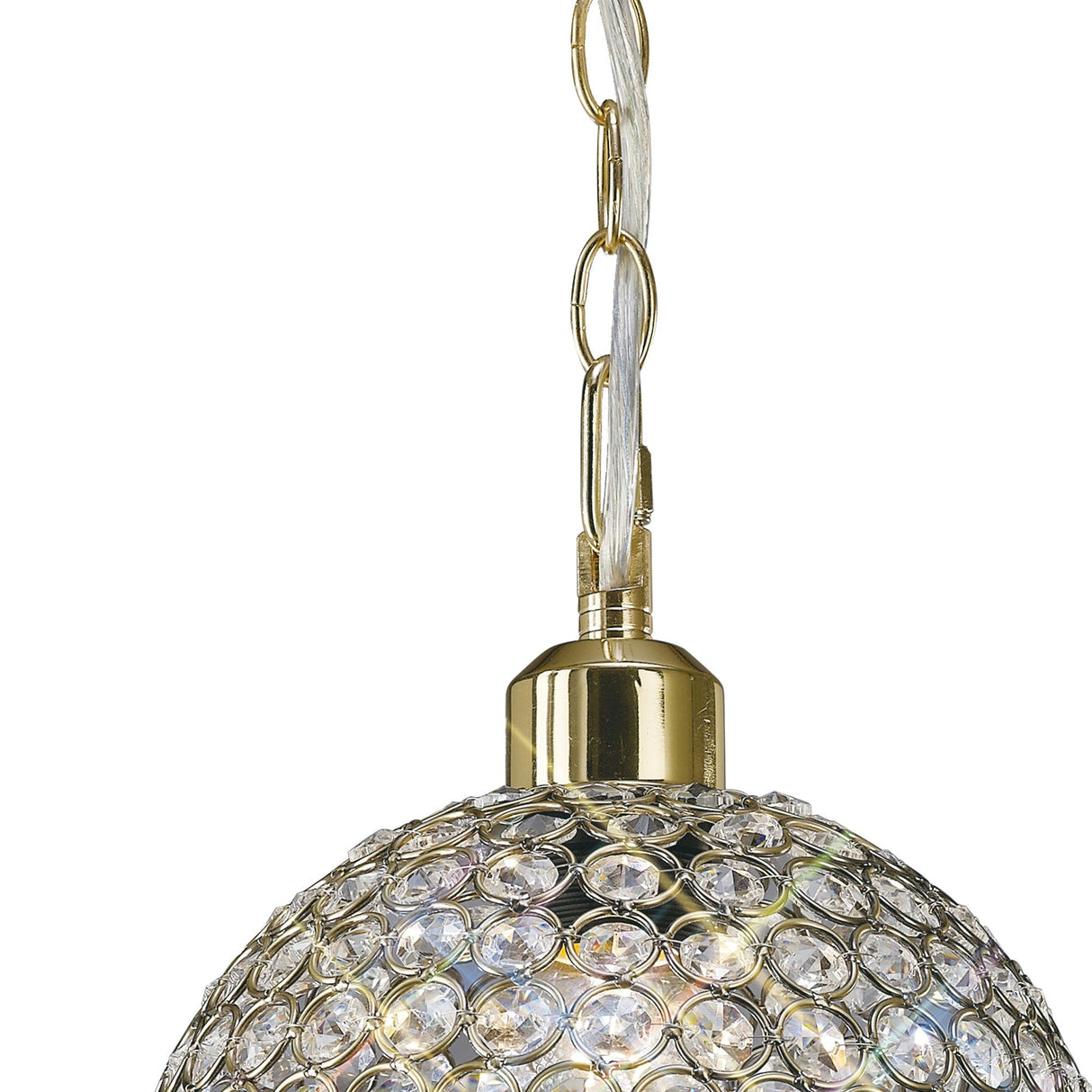 Kudo Crystal Ball Crystal Lampshade - Antique Brass