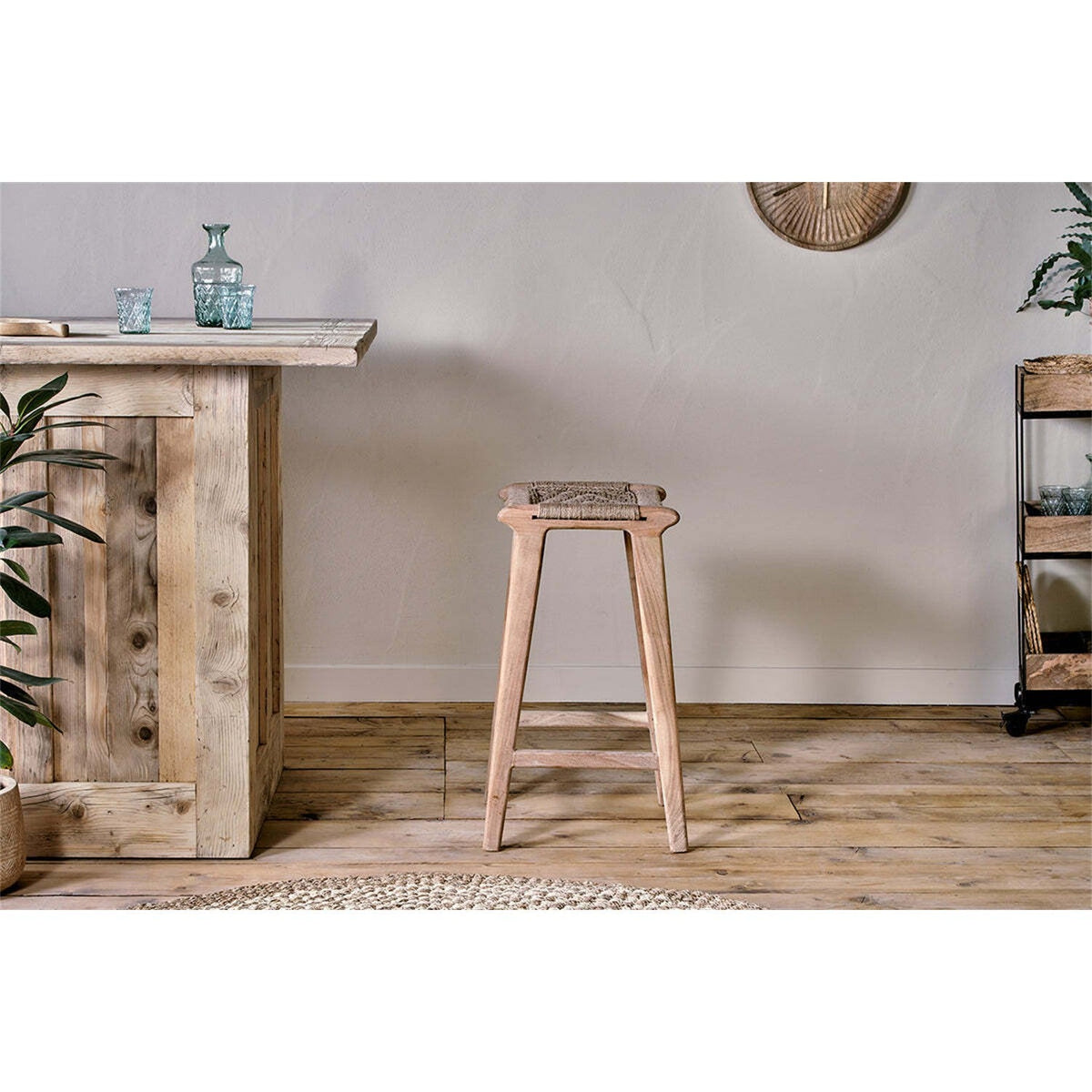 Vinay Woven Backless Counter Stool - Natural