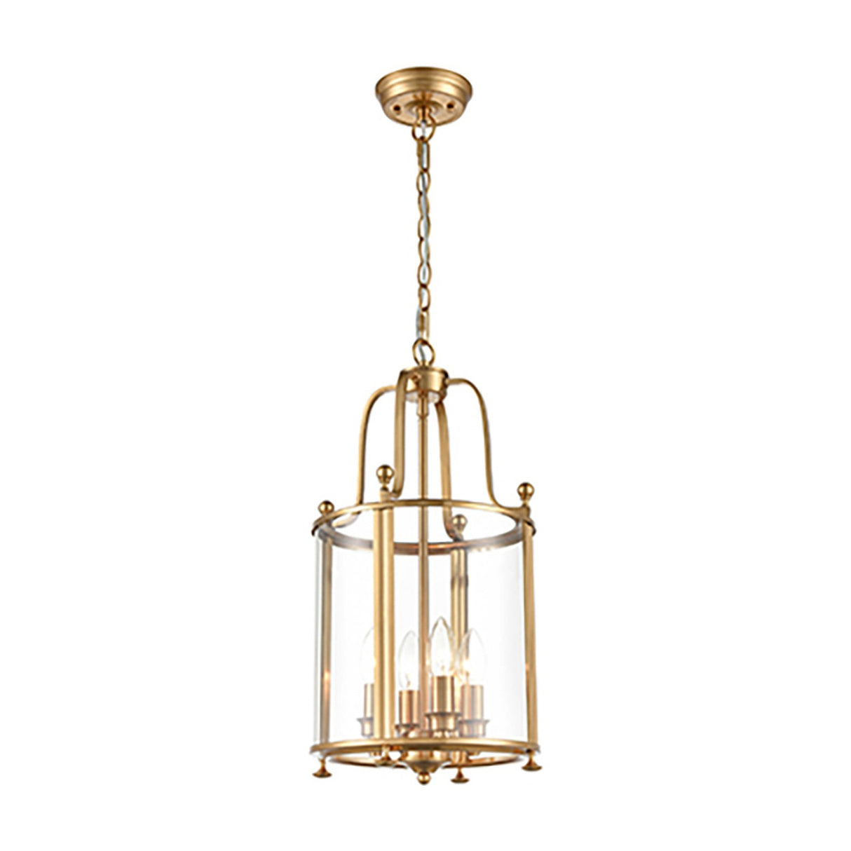 Drayton 4 light pendant light in antique brass finish
