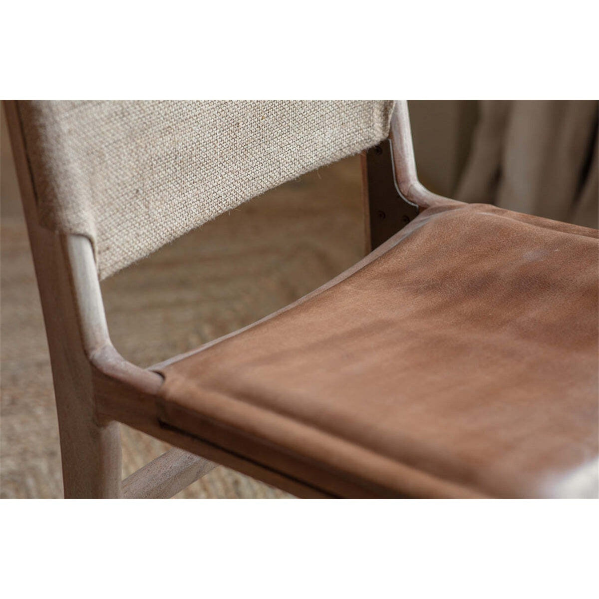 Nayan Leather & Jute Dining Chair - Tan