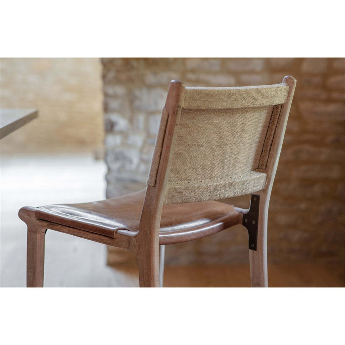 Nayan Leather & Jute Counter Stool - Tan