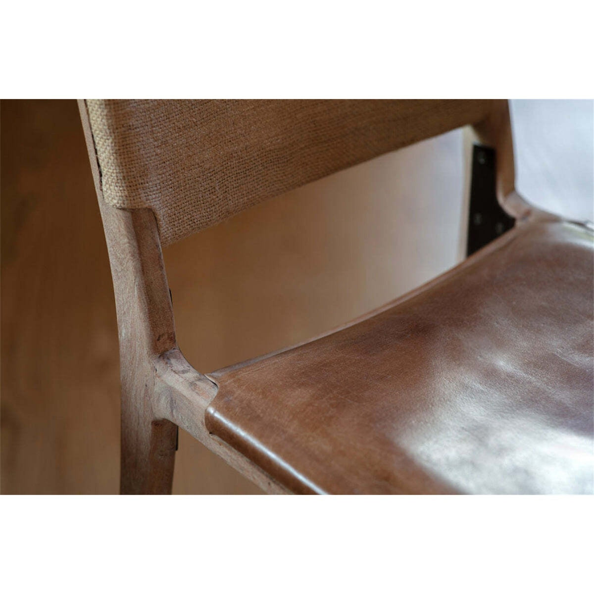 Nayan Leather & Jute Counter Stool - Tan