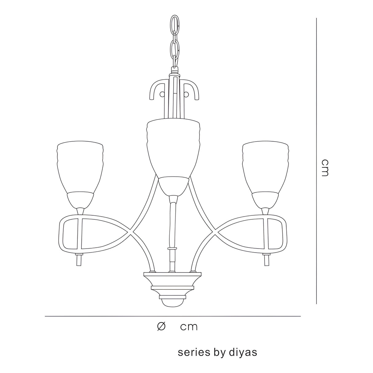 San Marino 40cm 4 Light Frosted Glass Chandelier - Pewter