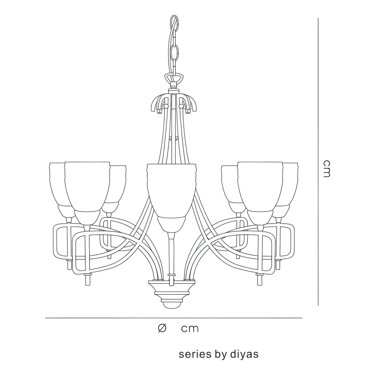 San Marino 54cm 8 Light Frosted Glass Chandelier - Pewter