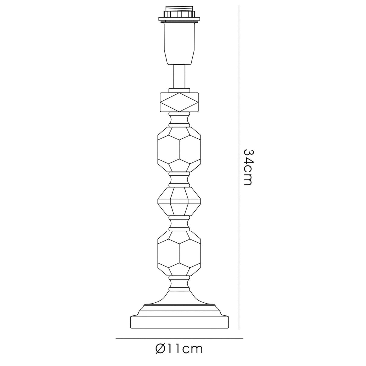Dana 1 Light Crystal Table Lamp - Silver (Without Shade)