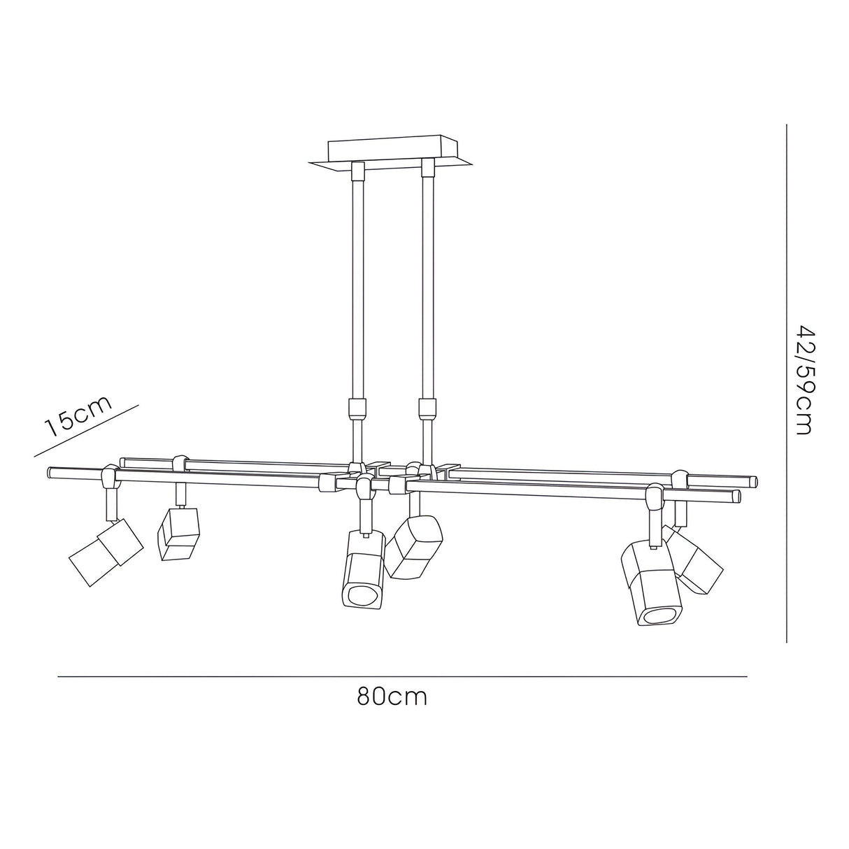 Ticino 80cm Telescopic 6 Light Suspension Light - Chrome