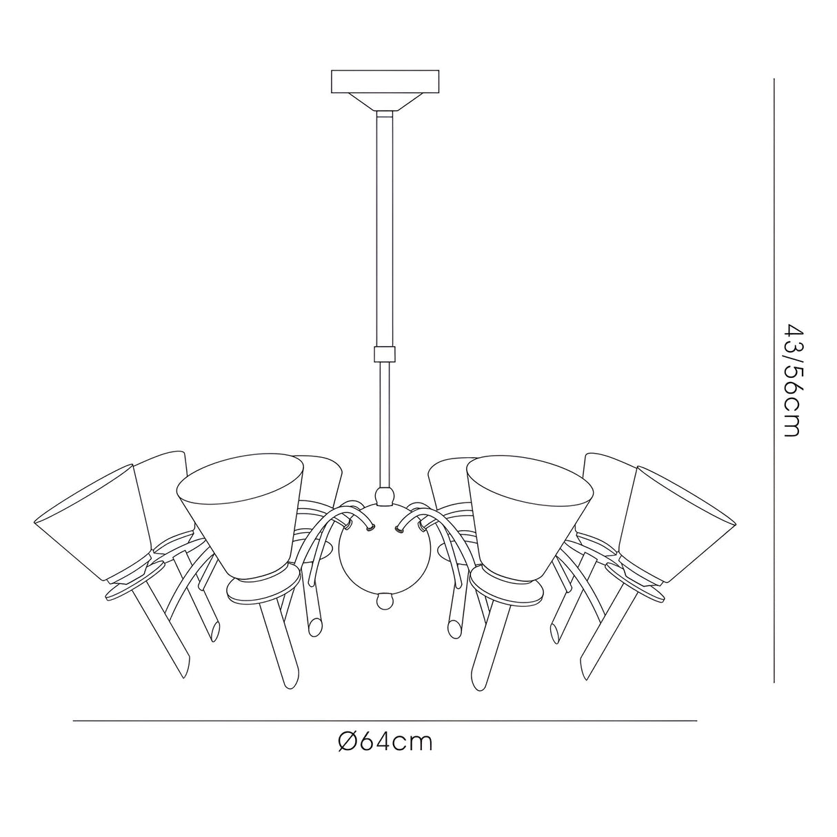 Kristina 64cm 8 Light Opal Glass Chandelier - Polished Chrome