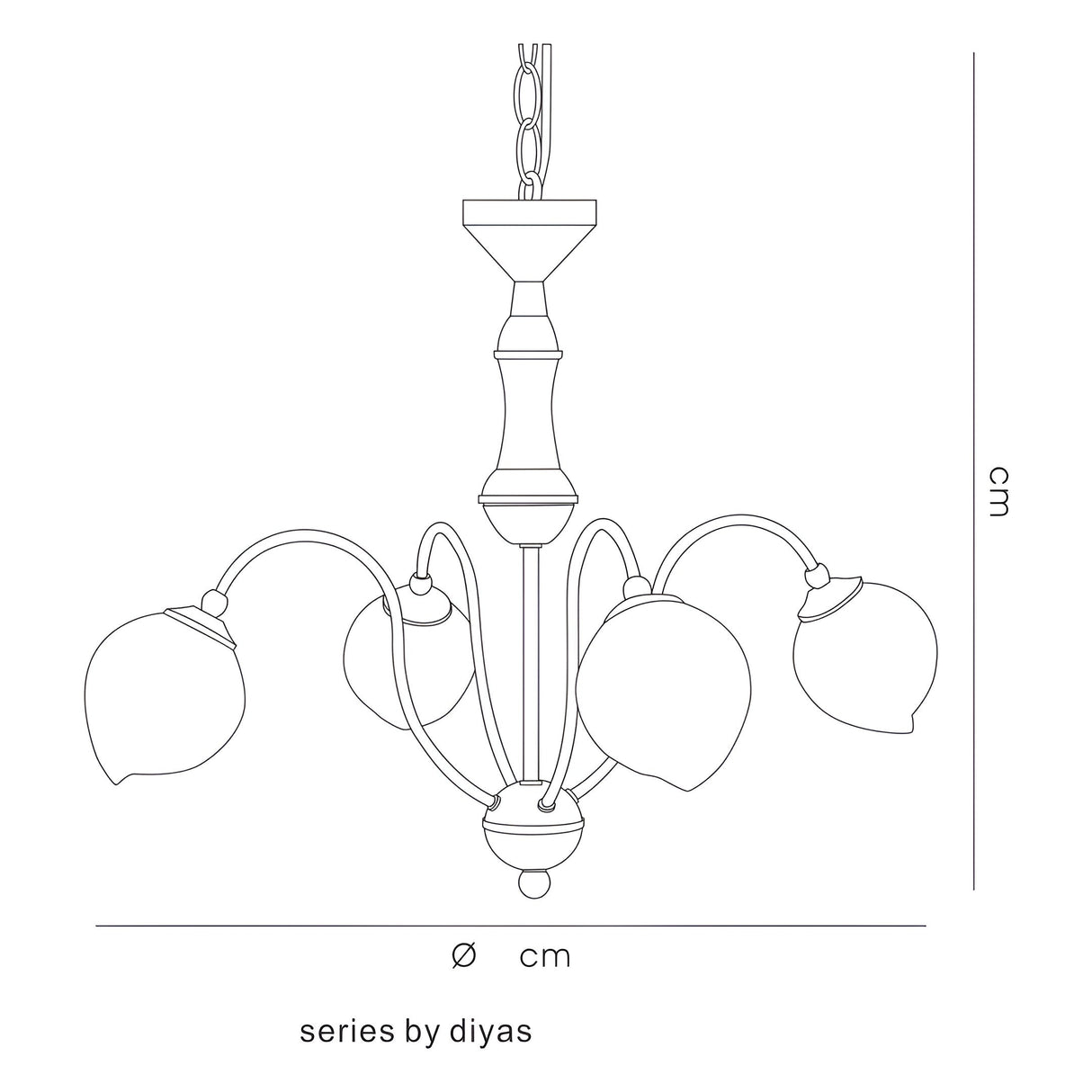 Bastia 49cm 4 Light Chandelier - Satin Gold