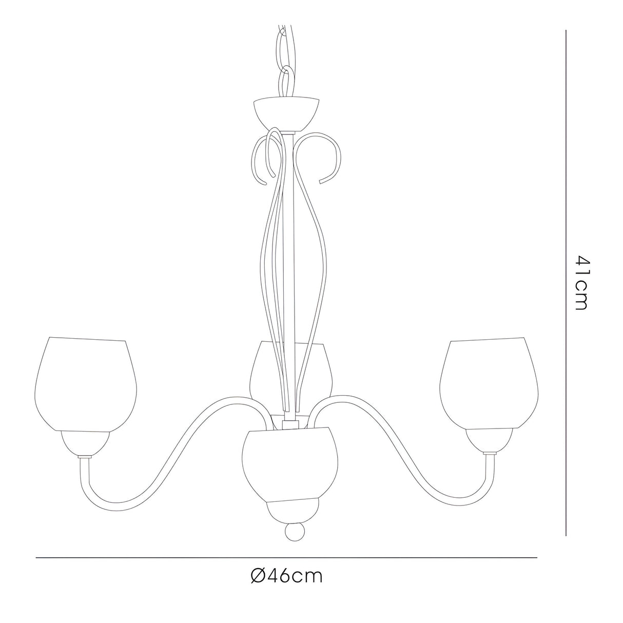 Klara 46cm 3 Light Opal Glass Chandelier - Antique Brass