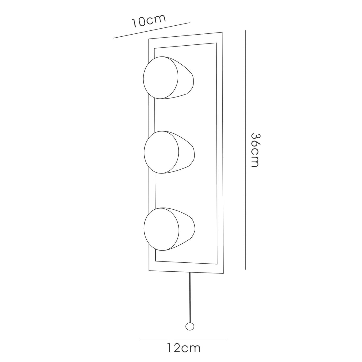 Cone 3 Light Bathroom Wall Light With Pull-Cord - Chrome