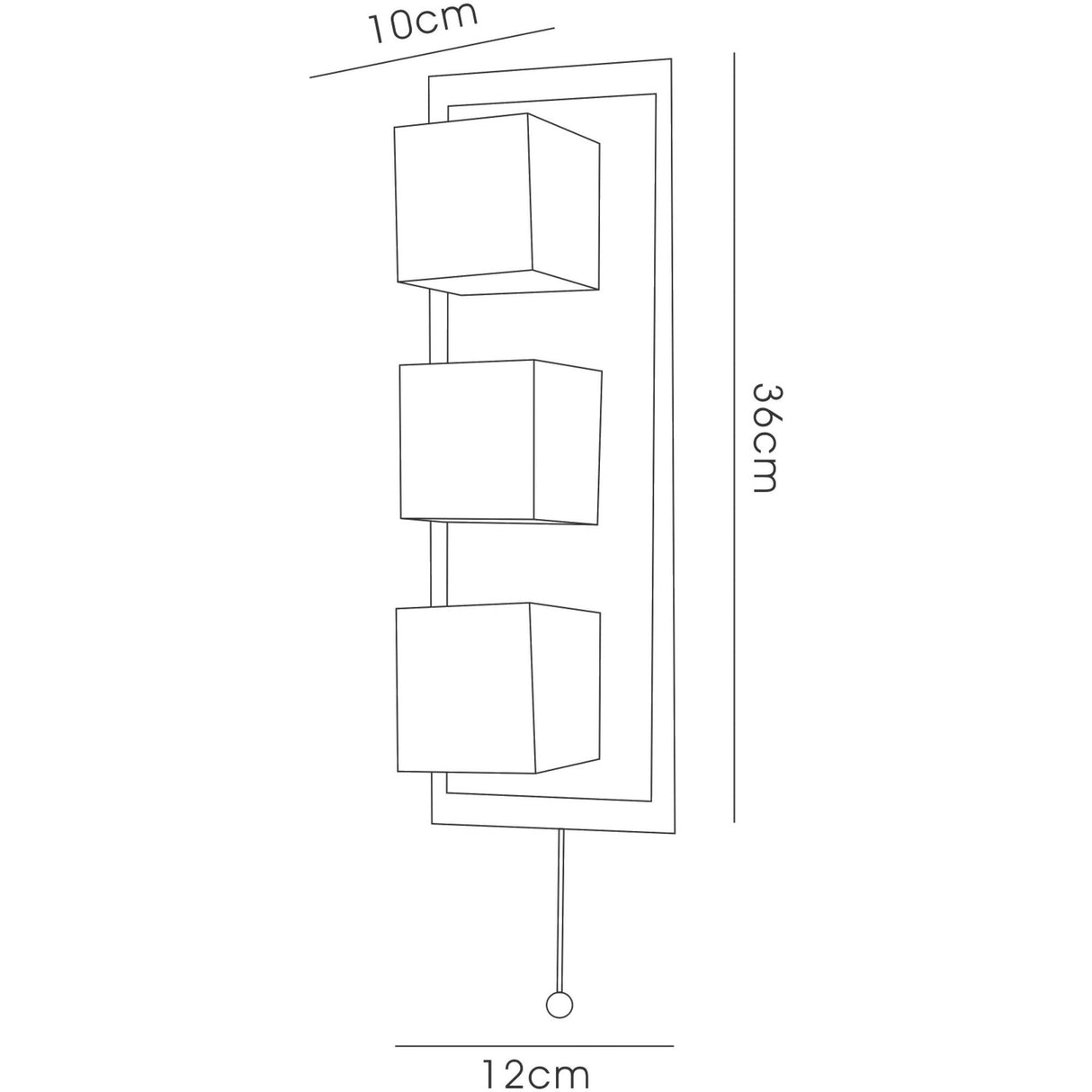 Cube 3 Light Bathroom Wall Lamp With Pull-Cord - Chrome
