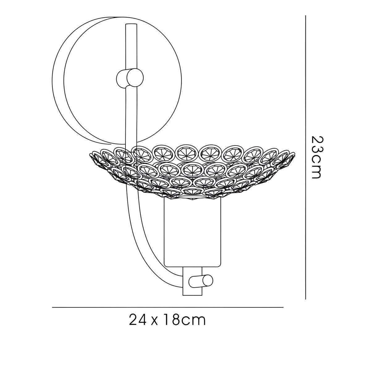 Ellen 1 Light Crystal Wall Light - Satin Brass