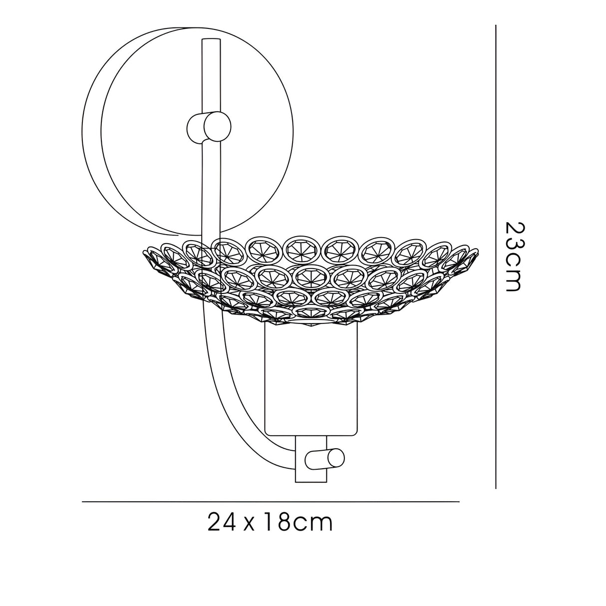 Ellen 1 Light Crystal Wall Light - Satin Nickel