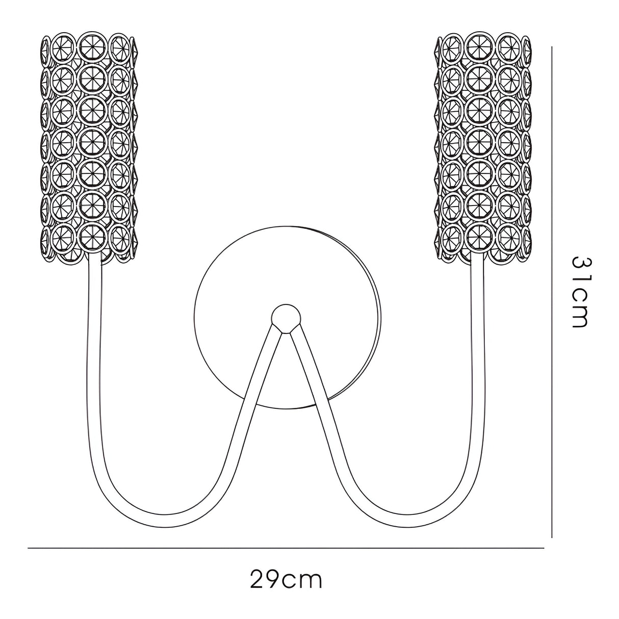 Martina 2 Light Crystal Wall Light - Polished Chrome