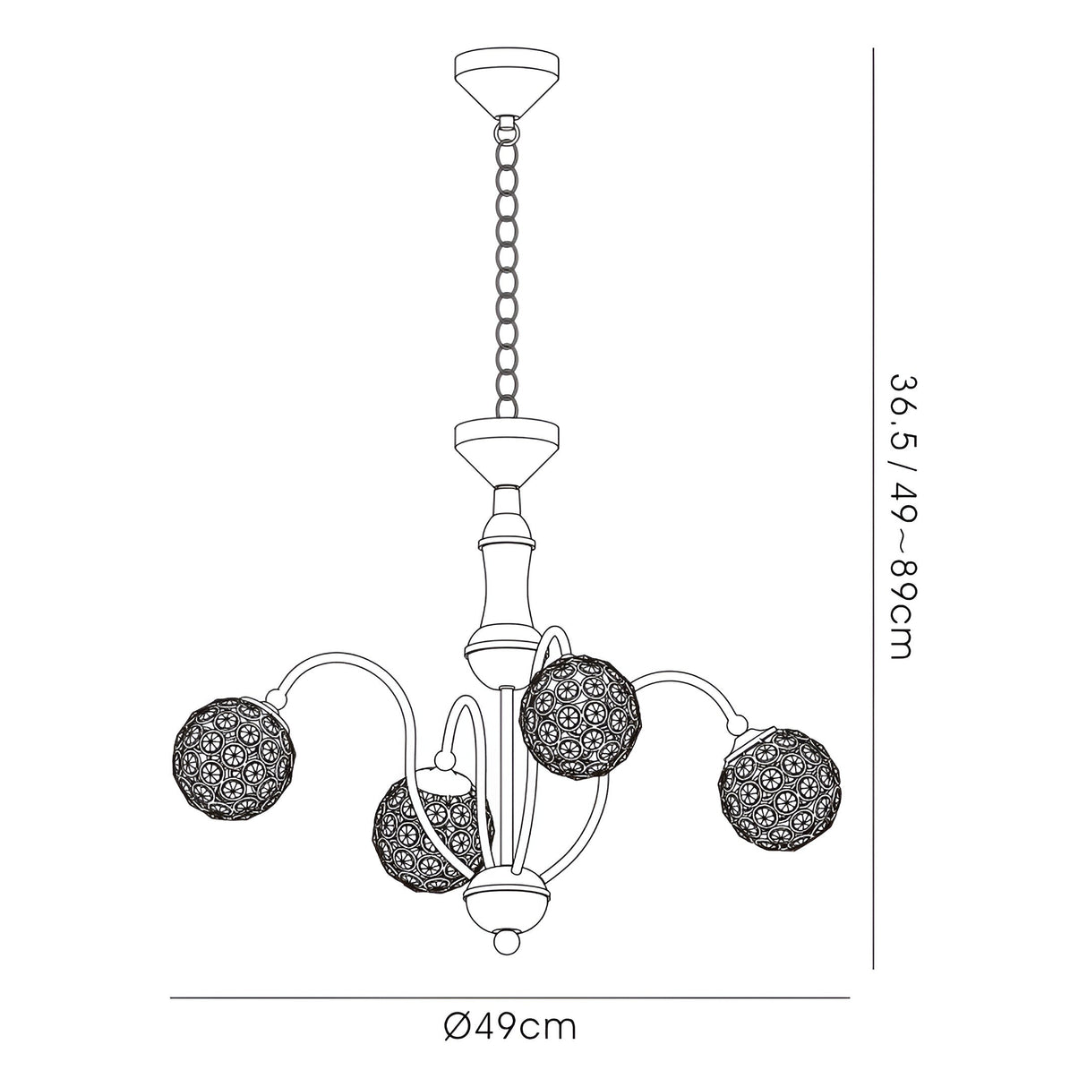 Apollo 51cm 4 Light Crystal Chandelier - Satin Brass