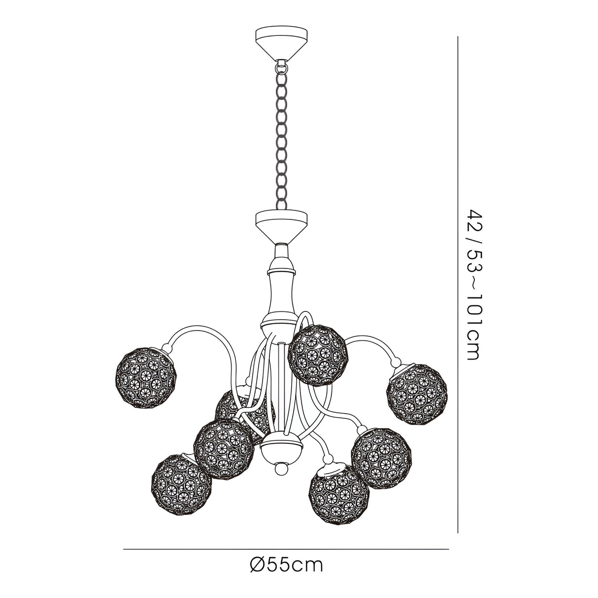 Apollo 51cm 8 Light Crystal Chandelier - Satin Brass