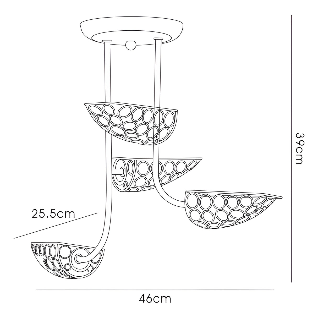 Ashton 4 Light Crystal Semi-Flush Ceiling Light – Antique Brass