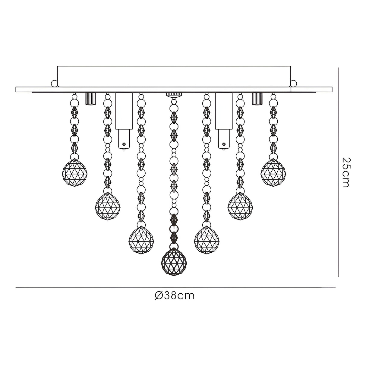 Atla 4 Light Crystal Semi-Flush Ceiling Light – Polished Chrome & Black