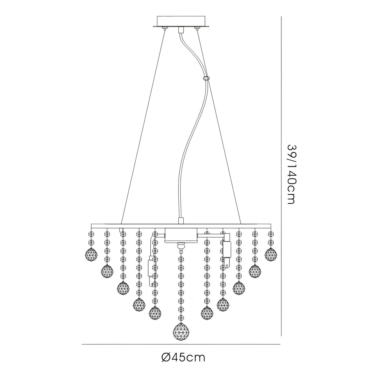 Atla 45cm 8 Light Crystal Chandelier - Polished Chrome