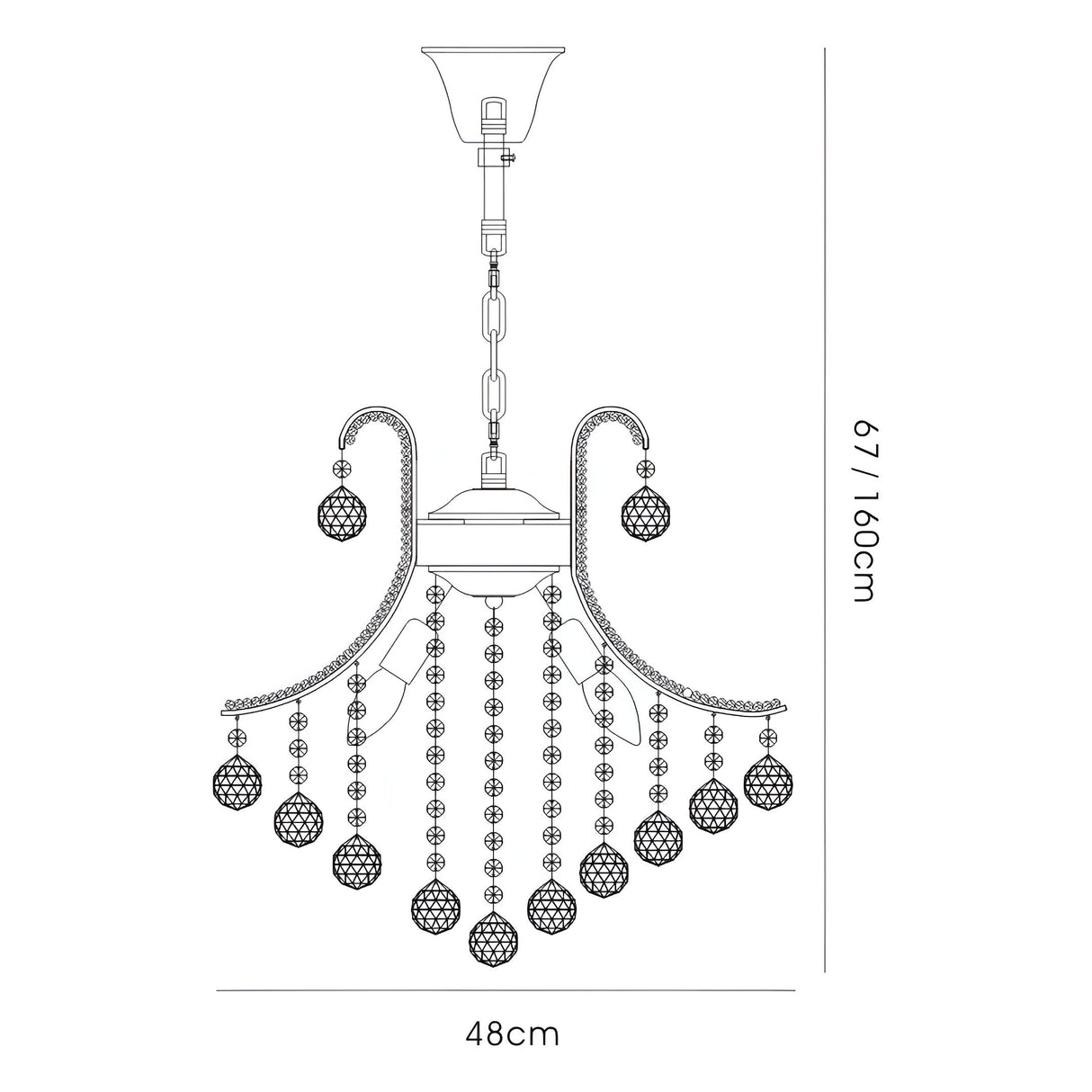 Bask 48cm Round 4 Light Crystal Chandelier - Polished Chrome