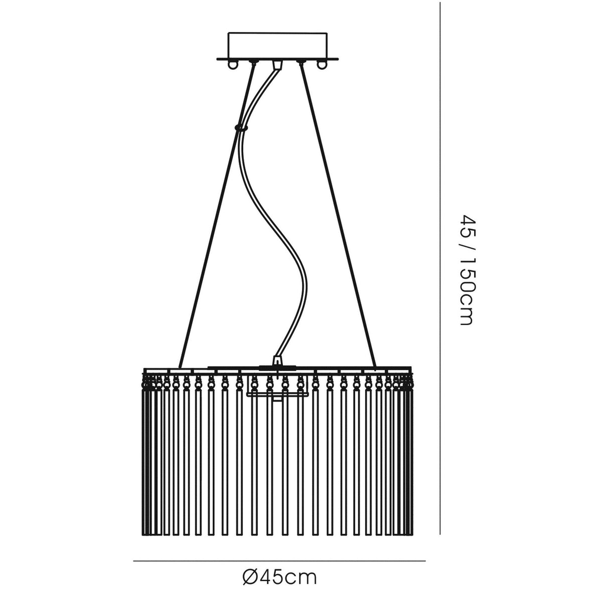 Zanthe 45cm 10 Light Glass Suspension Light - Polished Chrome