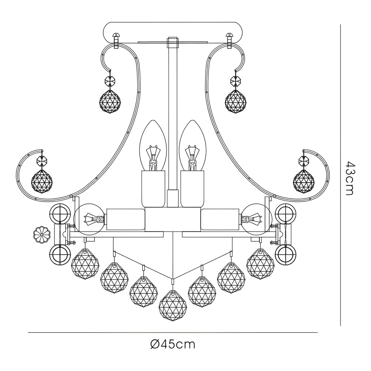 Pearl 9 Light Crystal Semi-Flush Ceiling Light - Polished Chrome
