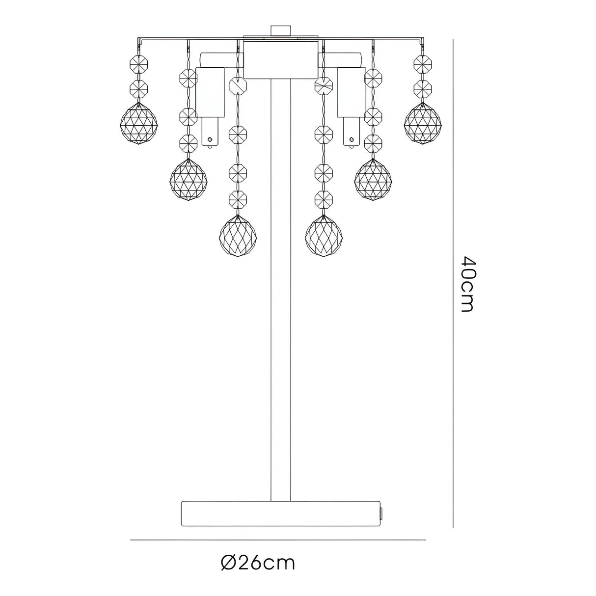 Atla 3 Light Crystal Table Lamp - Polished Chrome