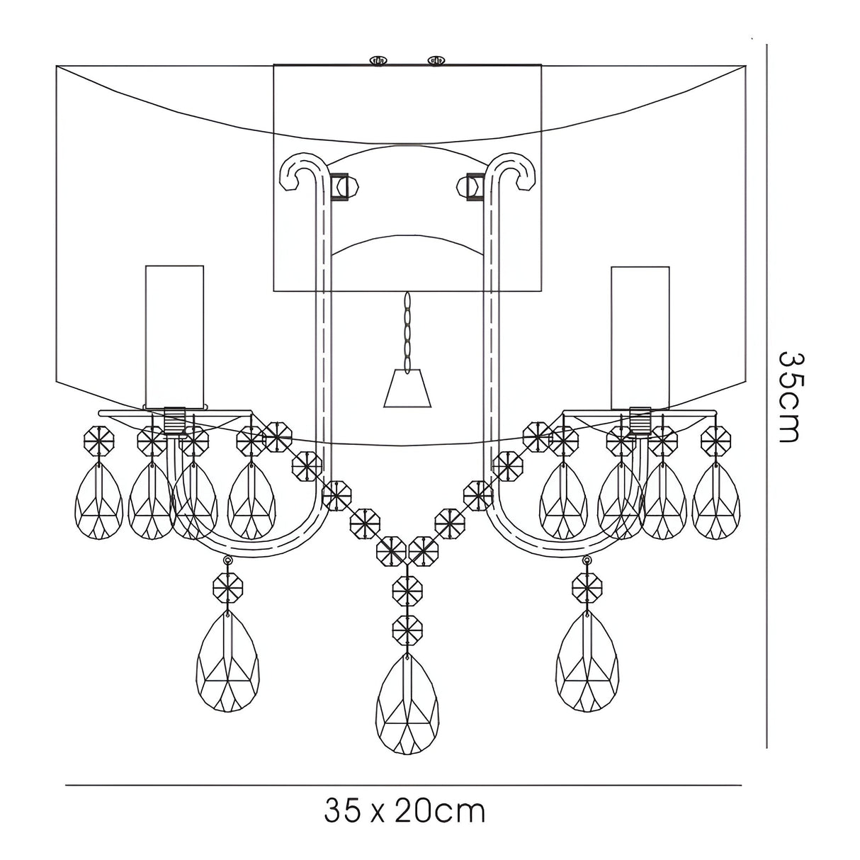Olivia 2 Light Crystal Wall Light With Switch - Chrome With Cream Shade