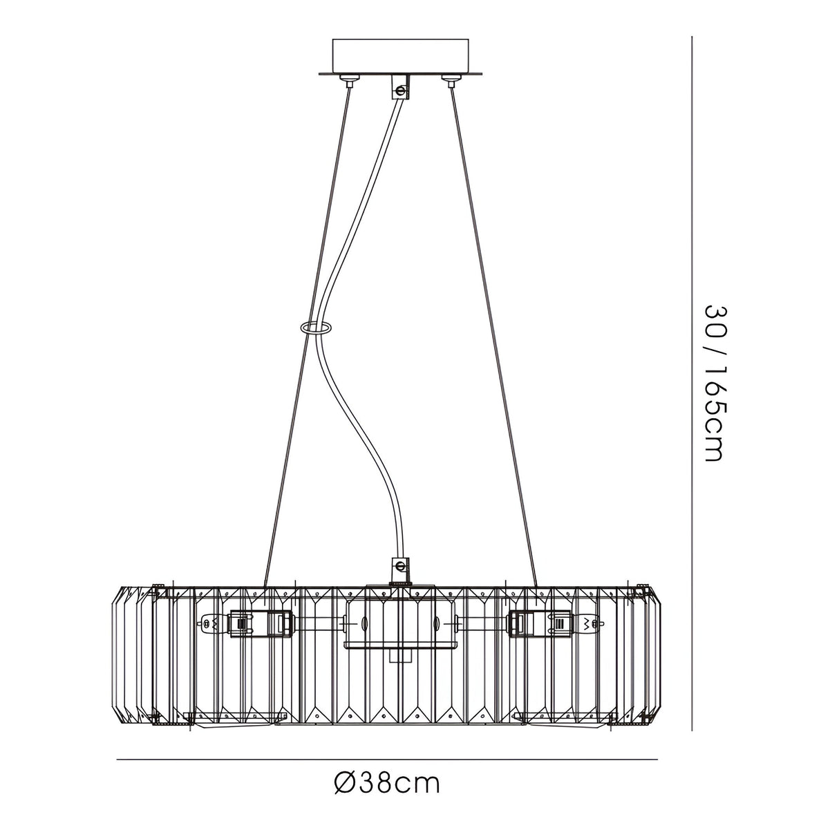 Torre 38cm 5 Light Crystal Suspension Light - Polished Chrome