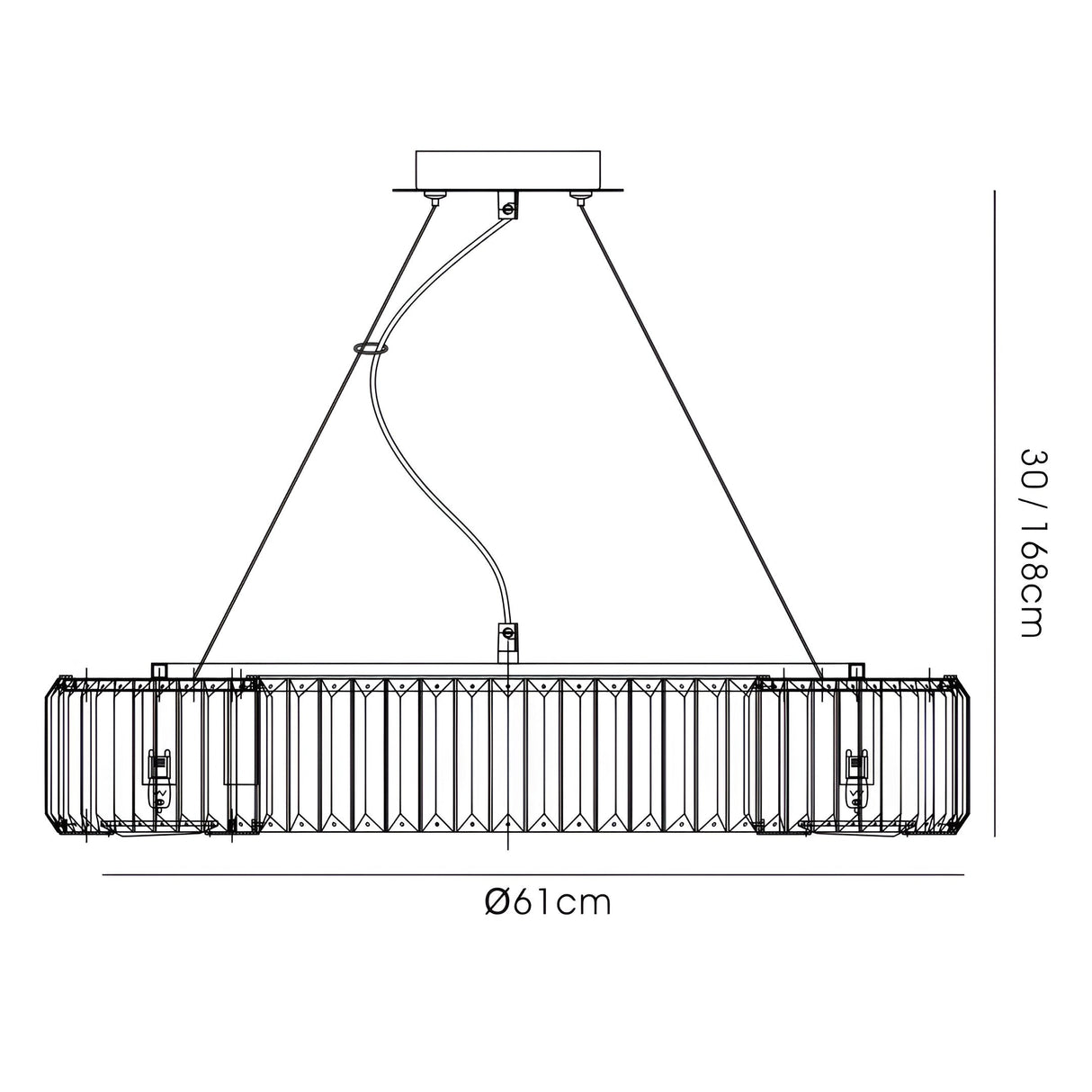 Torre 61cm 9 Light Crystal Suspension Light - Polished Chrome