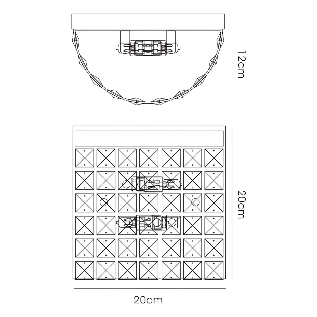 Cortina 2 Light Crystal Wall Light - Antique Brass