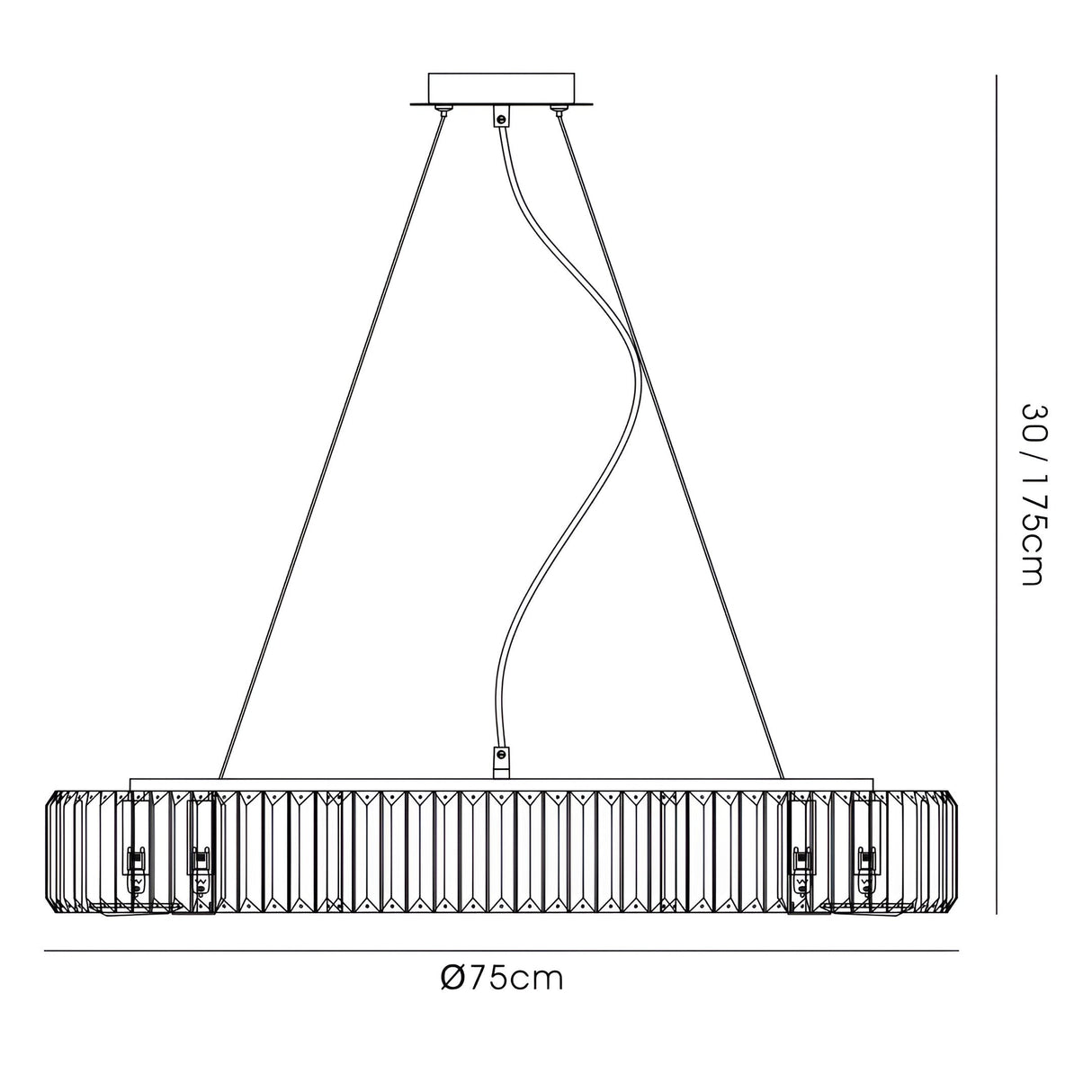 Torre 75cm 10 Light Crystal Suspension Light - Polished Chrome