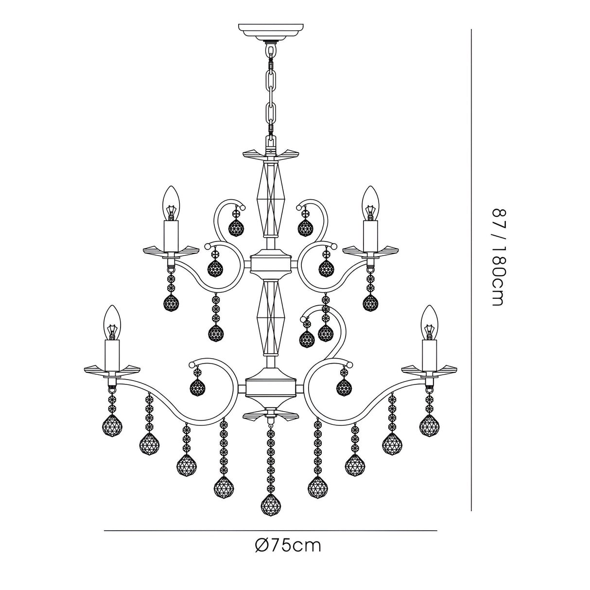 Zinta 75cm 2 Tier 12 Light Crystal Chandelier - Polished Chrome